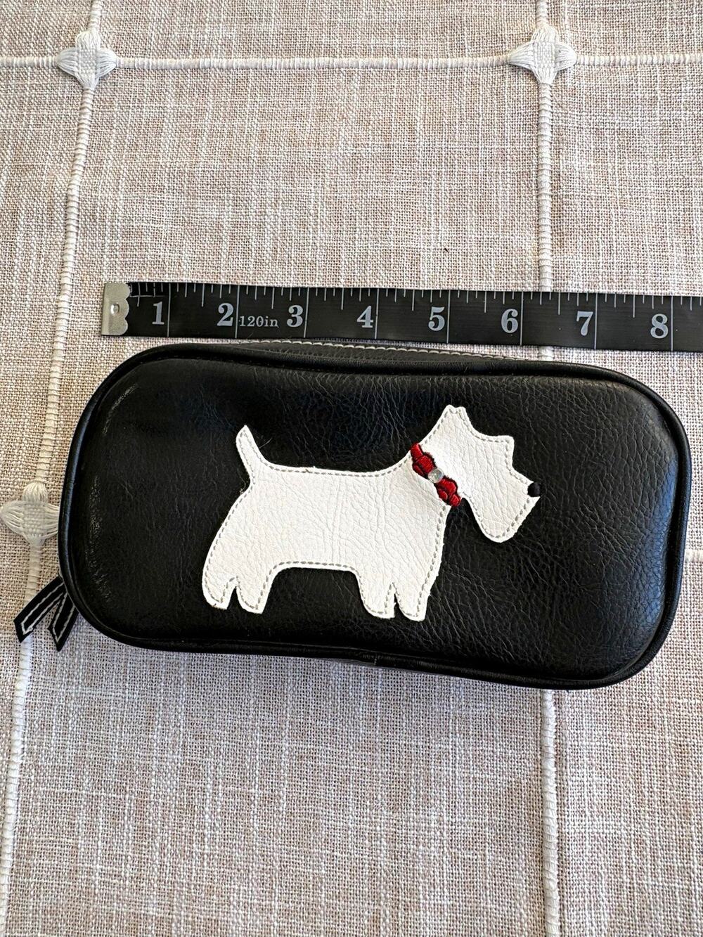 Black Faux Leather Zipper Purse, White Scotty Dog